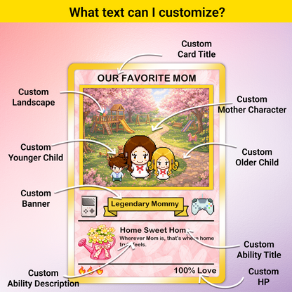 2026 Mother's Day Custom Pokemon Card - Character Personalized Pokemon Card for Mom - Customizable Trading Cards - CPC-80.A