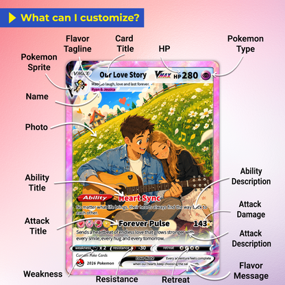 Comic Style Animated Custom Pokémon Cards, Personalized Pokémon Card with Ghibli Transformation Photo, Unique Gift for Him and Her - CPC-149