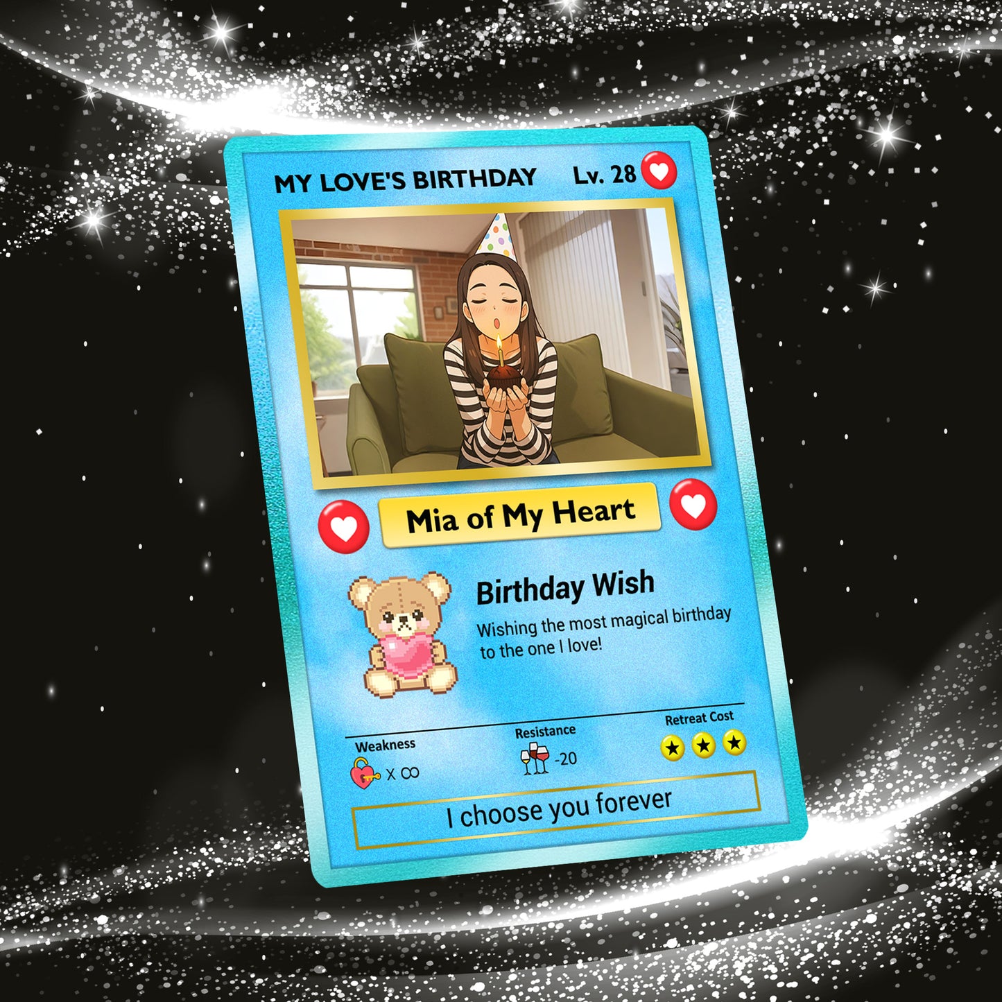 Anime Transformation Personalized Pokemon Card, Birthday Custom Pokemon Card for Couples, Customizable Pokemon Cards for Birthday - CPC-44