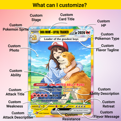 Mother’s Day Gift 2026 | Custom Dog Mom Pokémon Card – Personalized Gift for Dog Lovers | Custom Pet Mom Anime Card - CPC-77.B