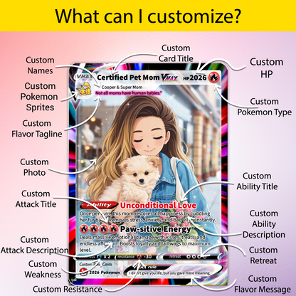 Custom Pet Mom Pokémon Card – Personalized Dog Mom Mother's Day Gift - Customizable Gift from Husband Daughter, Son | Ghibli - Anime Style Trading Card - CPC-83