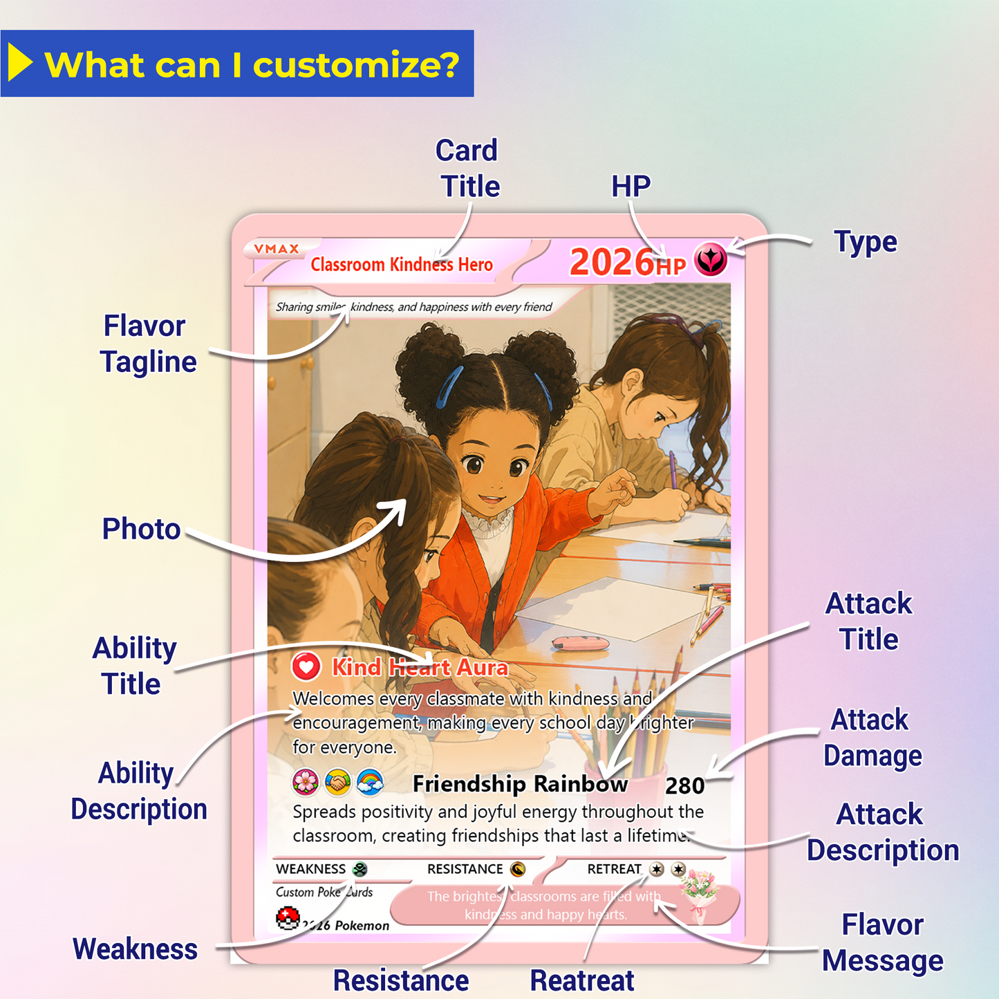 First Grade Custom Pokémon Card, First Day of School Personalized Pokémon Card, Customizable Animated Gift from Parents for Kids - Kindergarten Graduation Gift - CPC-BTS-14