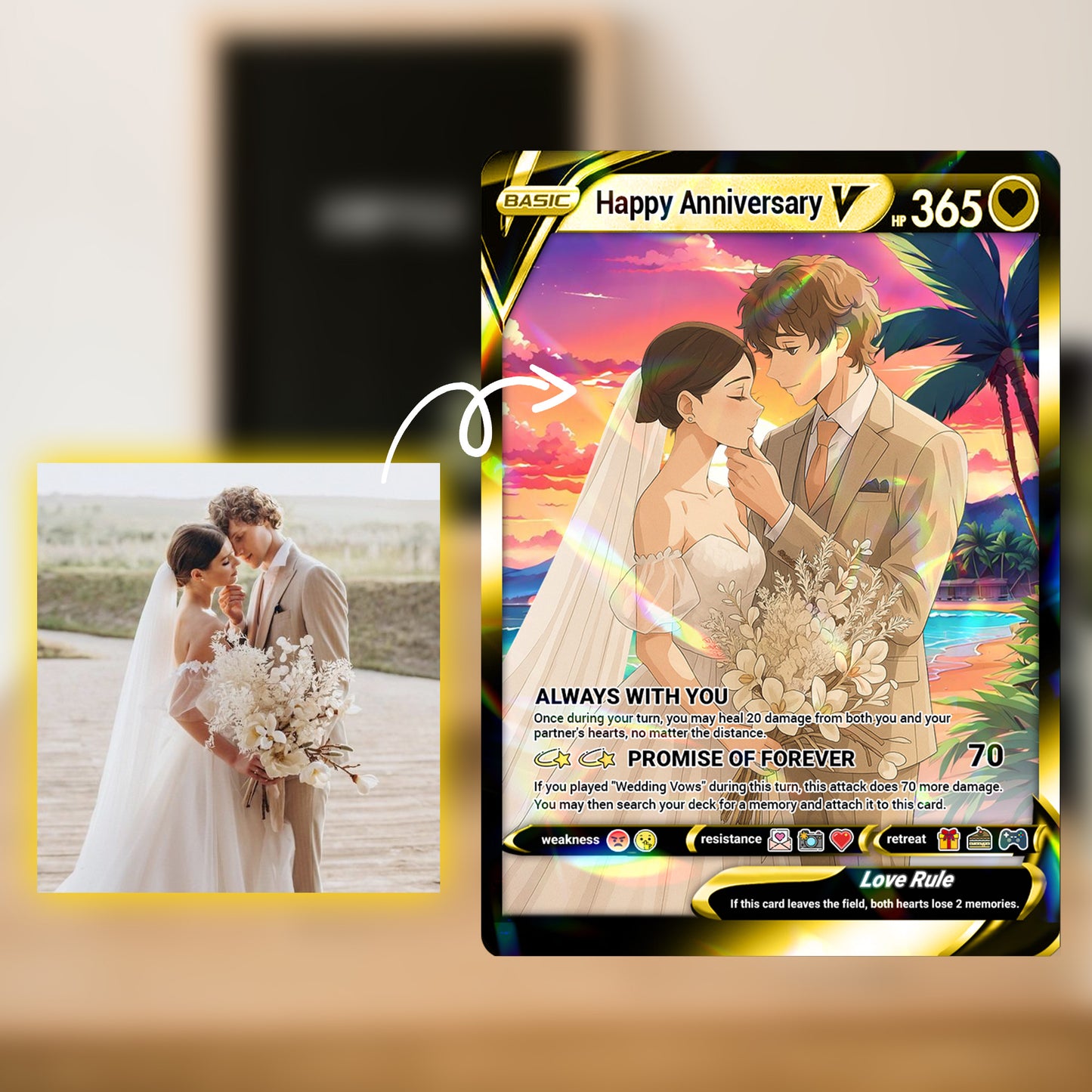 Happy Anniversary Personalized Pokémon Card, Anime Style Custom Pokémon Cards - CPC-03