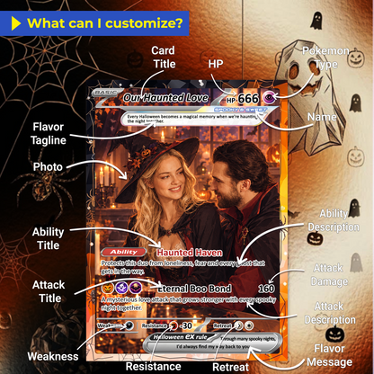 Halloween Personalized Pokemon Cards, Custom Pokémon Cards with Animated Photo, Gifts for Lovers, Husband and Wife - CPC-hlw-04