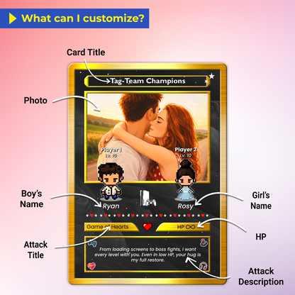 Anime Transformation Custom Pokemon Card - Personalized Poke Card for Couples - Animated Gift for Lovers - CPC-42.A