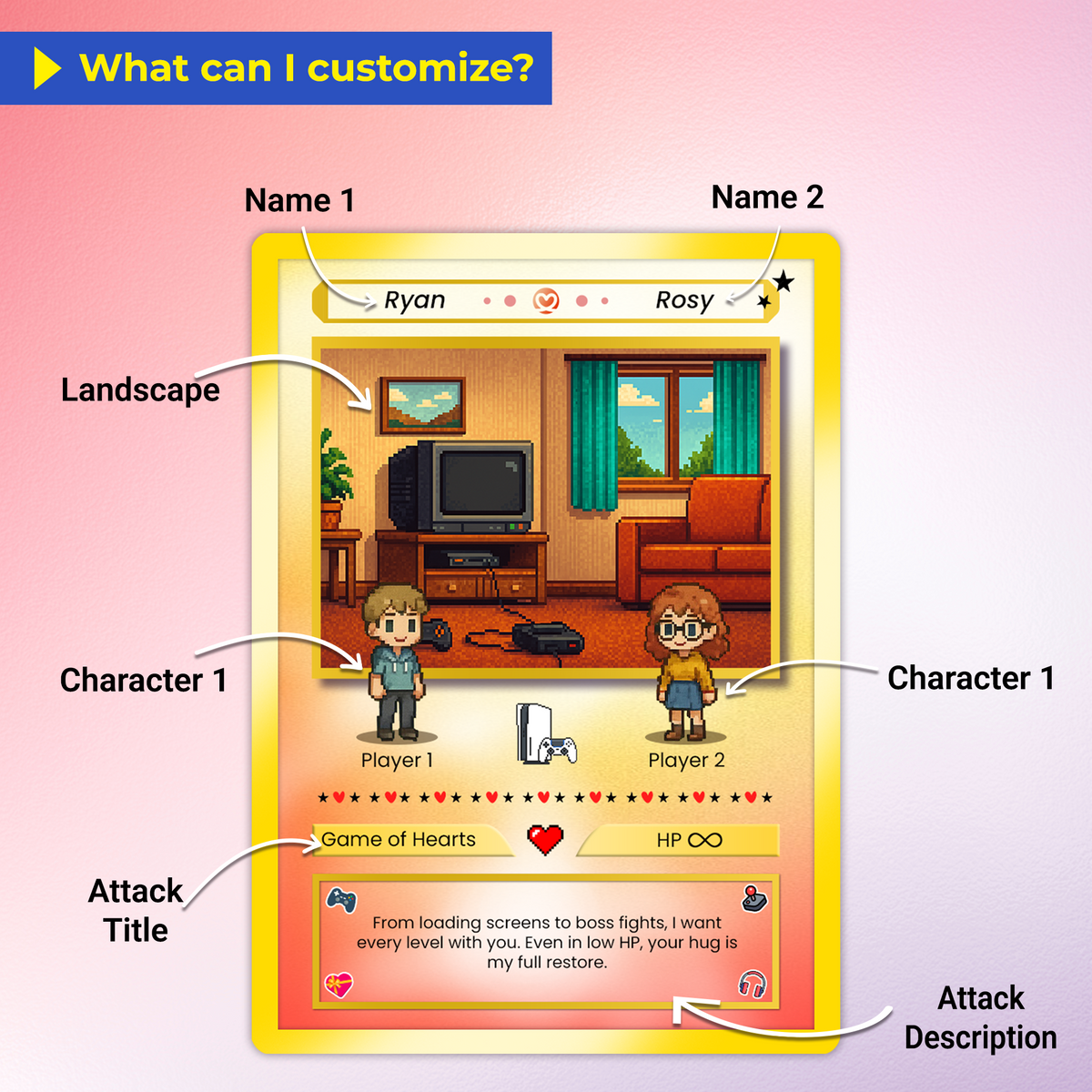 Custom Pokémon Card for Couple - Personalized Pokémon Card with Characters - Customizable Gift for Him and Her - CPC-21.A