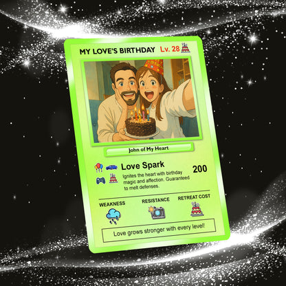 Customizable Pokemon Cards for Birthday, Anime Transformation Personalized Pokemon Card, Birthday Custom Pokemon Card for Couples - CPC-45