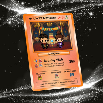 Birthday Custom Pokémon Card for Couples, Pixel Characters & Photo Upload Personalized Pokemon Card, Customizable Pokemon Cards for Birthday - CPC-14