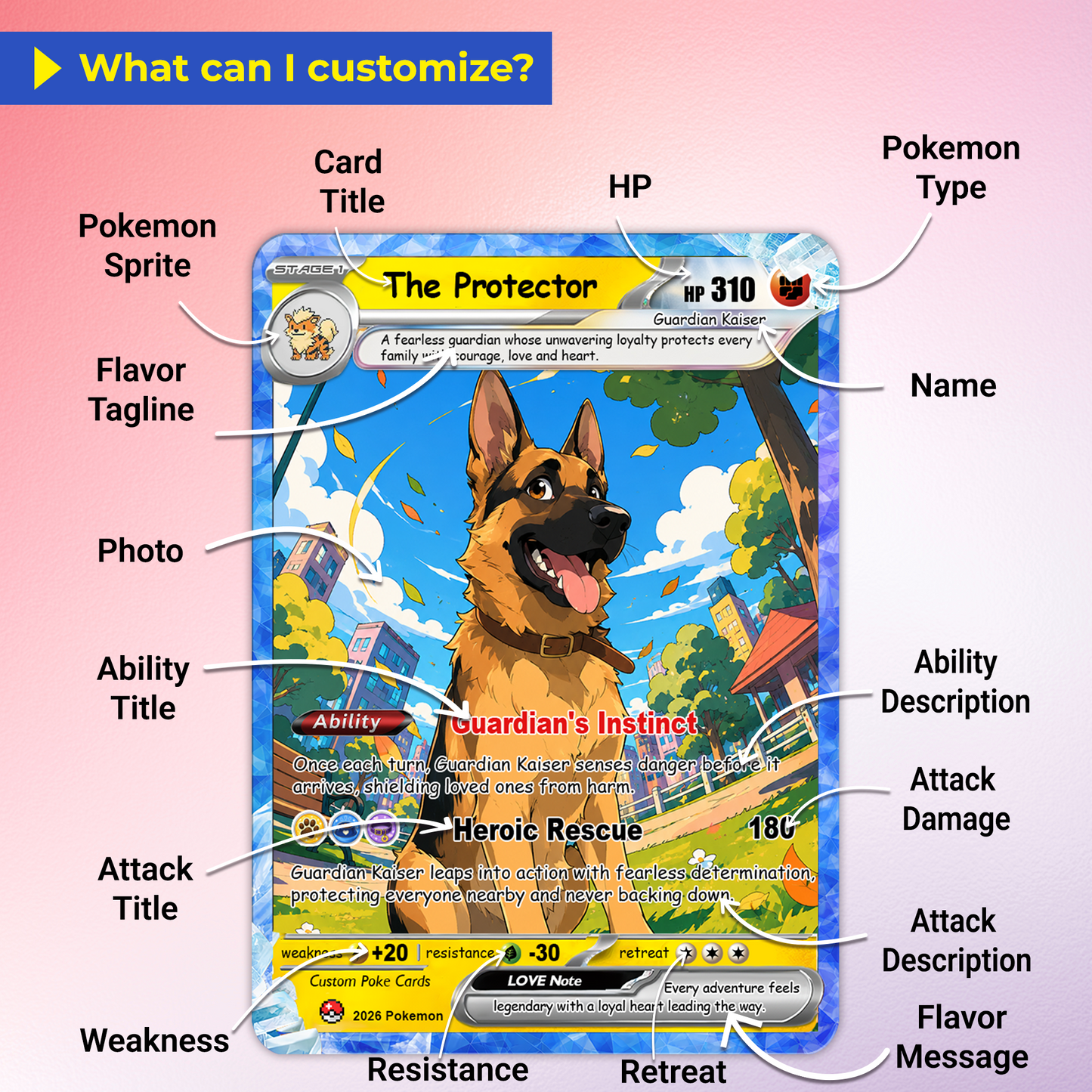 For Pet Lovers Custom Pokémon Card - Personalized Poke Cards by Pet Photo - Unique Gift for Dog Mom, Cat Mom, Dog Dad, Cat Dad - CPC-Pet-03