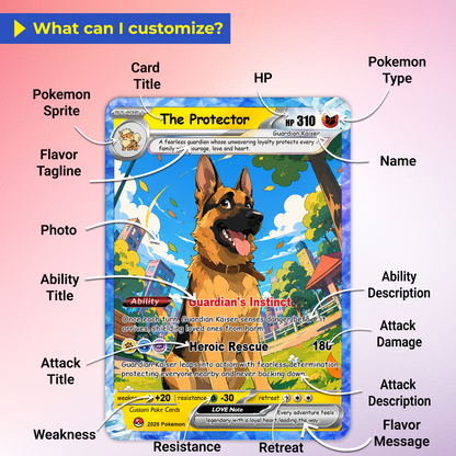 For Pet Lovers Custom Pokémon Card - Personalized Poke Cards by Pet Photo - Unique Gift for Dog Mom, Cat Mom, Dog Dad, Cat Dad - CPC-Pet-03