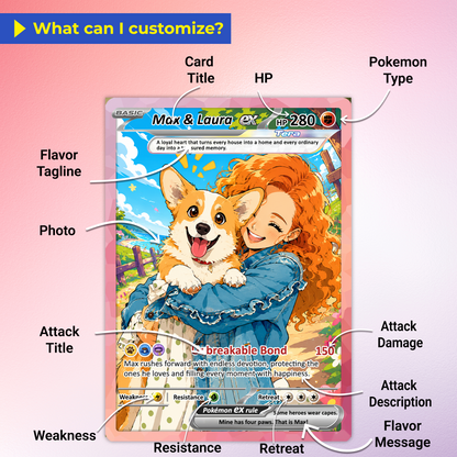 Personalized Poke Cards for Pet Lovers - Custom Pokémon Card with Pet Photo for Dog Mom, Cat Mom, Dog Dad, Cat Dad - CPC-Pet-02