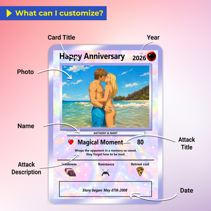 Anime-Inspired Ghibli Aesthetic Pocket Monster Gift - Custom Poke Card for Couple - Holographic Effect Available - CPC-23