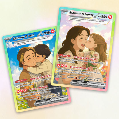 Mother's Day Custom Pokemon Card  - Anime-Inspired Personalized Pokemon Card for Mom | Mommy & Me Customized Poke Gift - Customizable Trading Cards - CPC-32