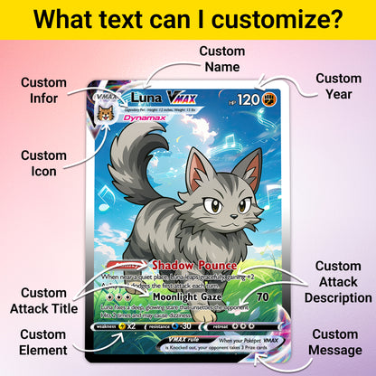 Custom Pokémon Card for Pet Lovers, Personalized Pokémon Card with Pet Photo for Dog Mom Cat Mom Dog Dad Cat Dad - CPC-48