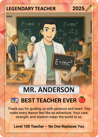 Custom Pokemon Cards Teacher Appreciation, Change Your Photo to Ghibli Style, Thank You Teacher Gift, Personalized Pokemon Cards - CPC-63