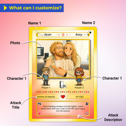 Personalized Pokémon Card with Animated Photo - Custom Pokémon Card for Couple - Customizable Gift for Him and Her - CPC-21.B