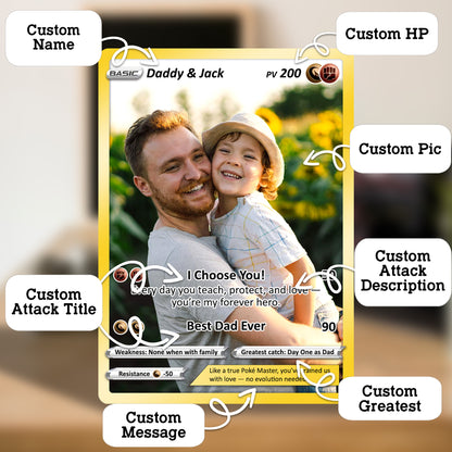 Best Dad Ever Pokemon Card, Custom Pokemon Card  - Anime-Inspired Personalized Pokemon Card for Dad - Perfect Gift for Dad - CPC-58