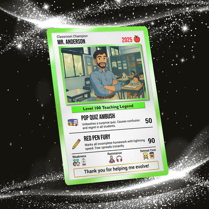 Classroom Champion Gift Card, Custom Pokemon Cards Teacher Appreciation, Change Your Photo to Ghibli Style, Thank You Teacher Gift, Personalized Pokemon Cards - CPC-65