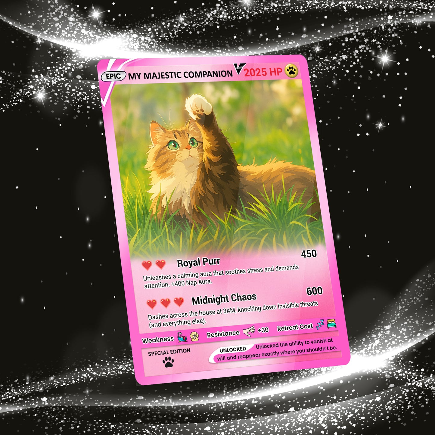 Custom Pokémon Card for Pet Lovers, Personalized Pokémon Card with Pet Photo for Cat Dad Cat Mom - CPC-35