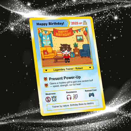 Happy Birthday Custom Pokémon Card - Pixel Characters &, Photo Upload Personalized Pokémon Card - CPC-13
