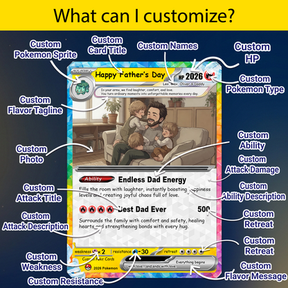 2026 Father's Day Custom Pokemon Card - Anime-Inspired Personalized Pokemon Card for Dad - Perfect Gift for Dad - CPC-107.B
