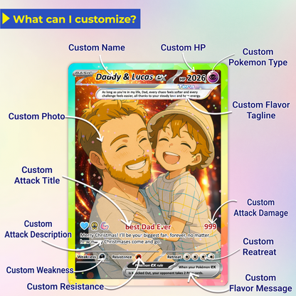 Best Dad Ever Pokemon Card, Custom Pokemon Card  - Anime-Inspired Personalized Pokemon Card for Dad - Perfect Gift for Dad - CPC-53