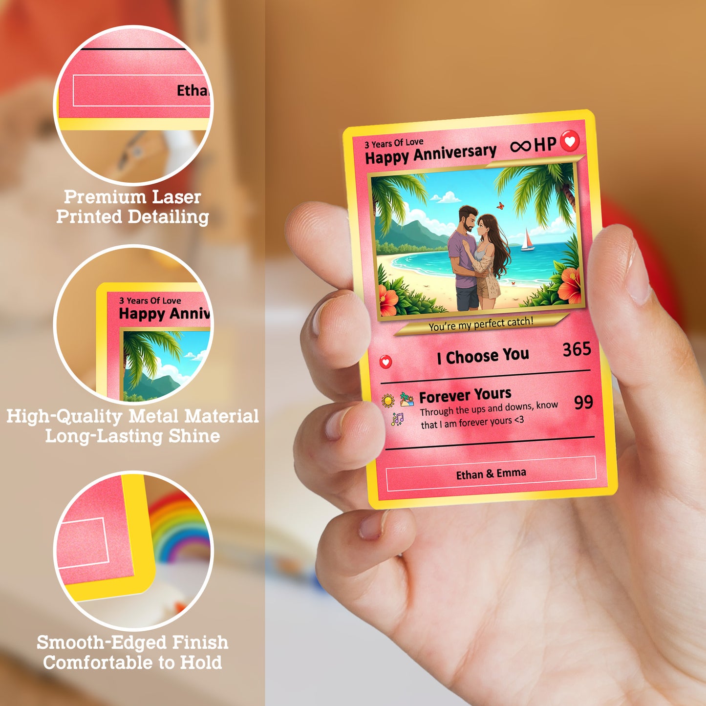 Personalized Anime-Inspired Pokemon Card - Custom Pokemon Card for Couple - Holographic Effect Available - CPC-25