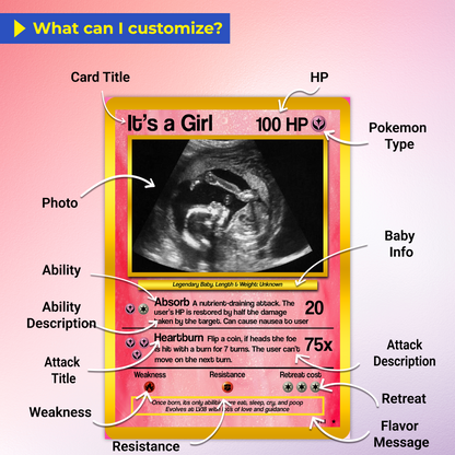 Baby Announcements Custom Pokemon Card, Pregnancy Announcement Personalized Pokemon Card, Custom Poke Card Gift for Him and Her, Birth Announcement Cards - CPC-52