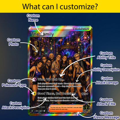 Custom Friend Group Pokémon Card – Personalized Poke Card with Photo, Custom Festival Family Trading Card Gift for Friends - CPC-108