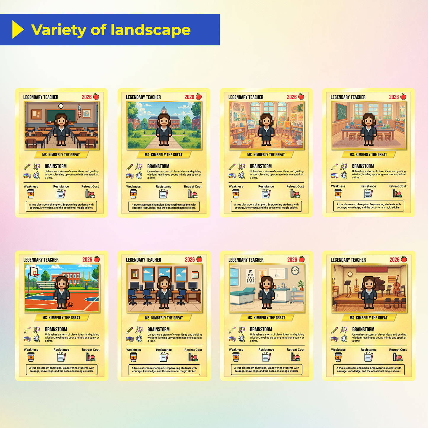Teacher Appreciation Custom Pokémon Cards with Art Characters, Thank You Teacher Gift from Parents & Students, Personalized Pokémon Cards by Art Characters - CPC-66.B
