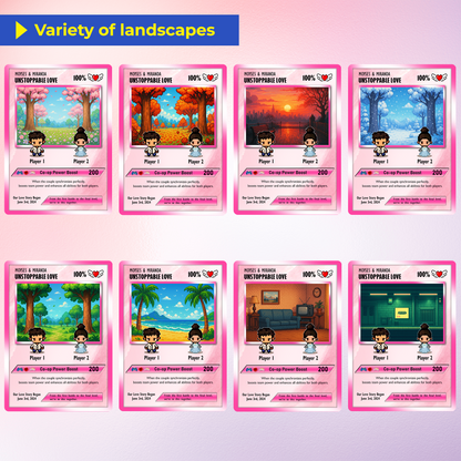 Custom Pokemon Card with 80s Pixel Characters  - Personalized Poke Card for Couples - Customizable Gift for Lovers - CPC-22.B