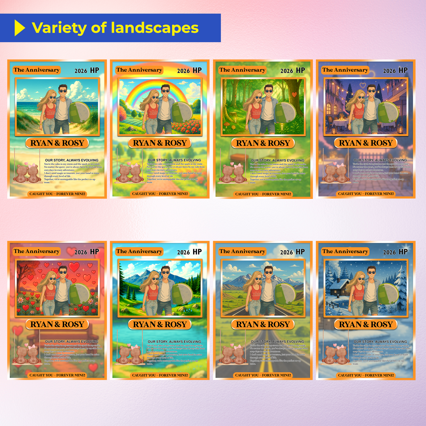 Custom Pokemon Card for Lovers - Personalized Anime-Inspired Pokemon Card - Holographic Effect Available - CPC-27