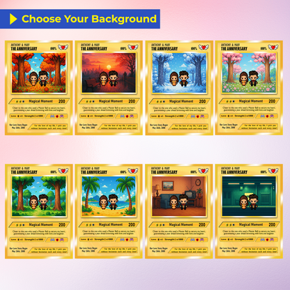 Custom Pokemon Card with Pixel Characters, Personalized Pokemon Card for Couples, Holographic Effect Available - CPC-70.B