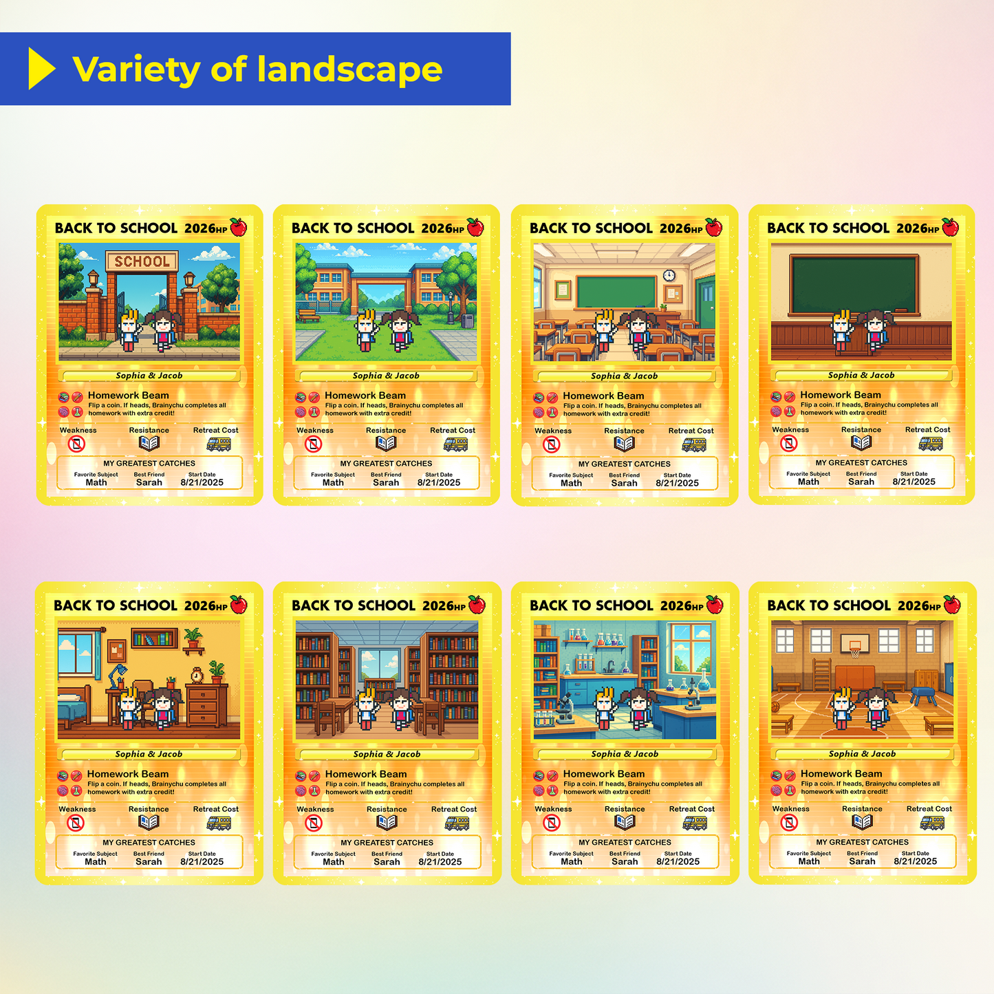 Back to School Custom Pokémon Card with Art Characters, Personalized Pokémon Card by Characters, Unique Gift for Pokémon Fans from Parents - CPC-69