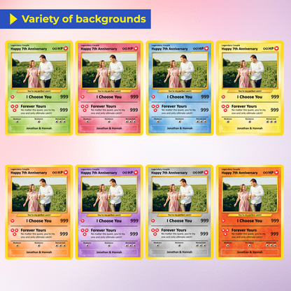 Personalized Pokemon Card for Couples with Anime Style - Custom Couple Pokemon Card for Him Her - Custom Names Anniversary - CPC-36