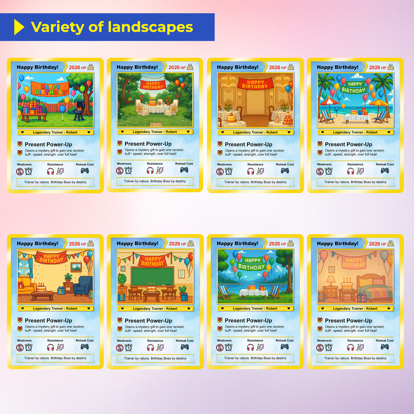 Happy Birthday Custom Pokémon Card - Pixel Characters Personalized Pokémon Card - Unique Gift for Date of Birth - Best Anime-Inspired Cards for Friends, Son, Daughter, Partner - CPC-13