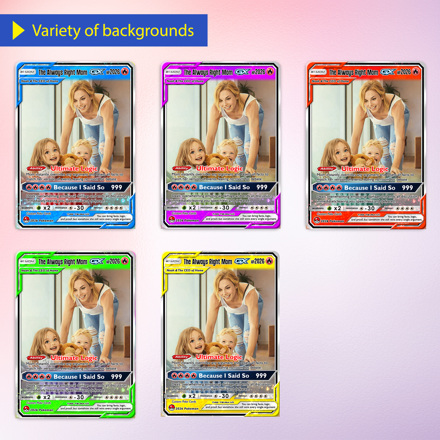 Mother’s Day Custom Pokémon Card – Funny Quote Personalized Pokemon Card - Customizable Gift from Husband Daughter, Son | Ghibli - Anime Style Trading Card - CPC-87
