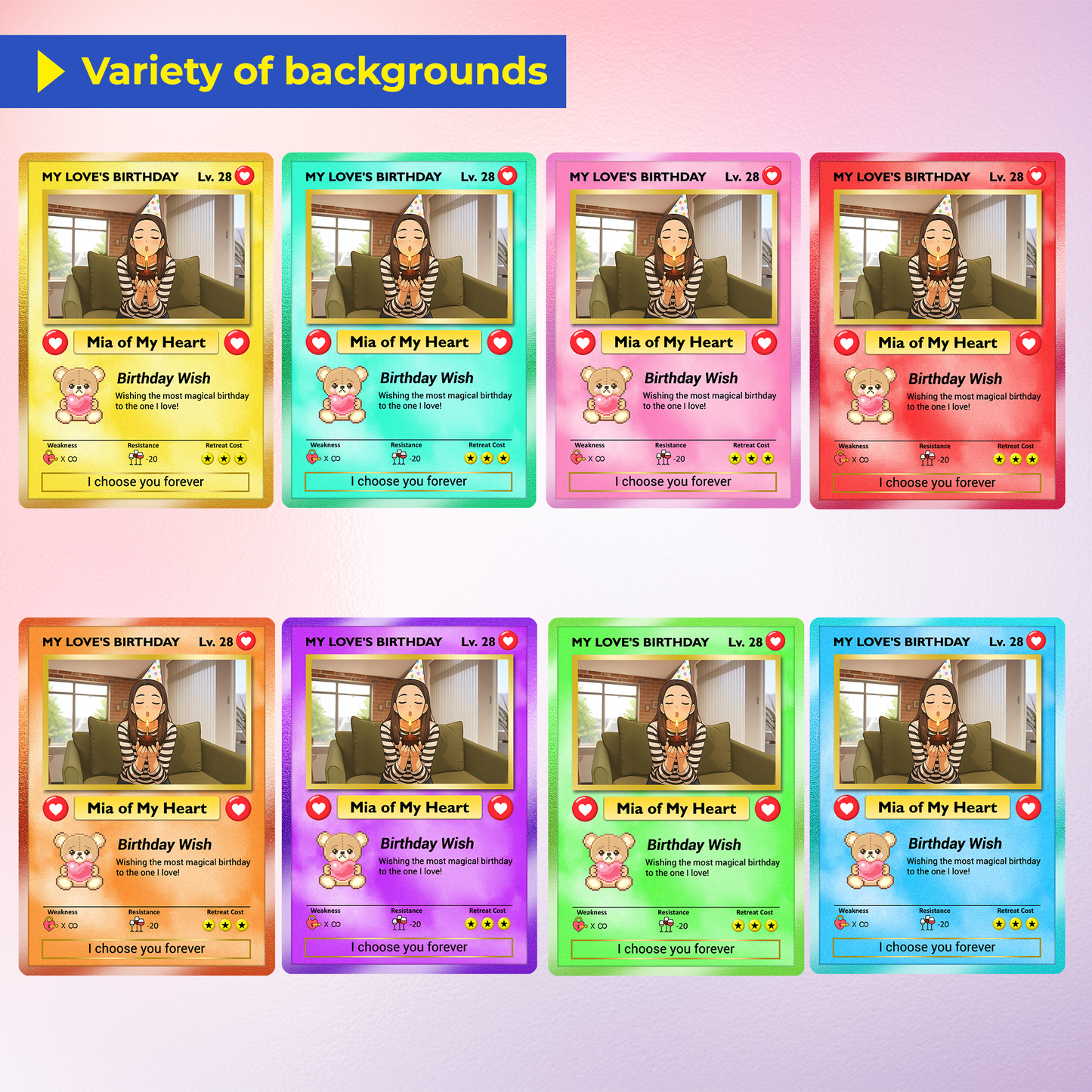 Anime Transformation Personalized Pokemon Card, Birthday Custom Pokemon Card for Couples, Customizable Pokemon Cards for Birthday - CPC-44