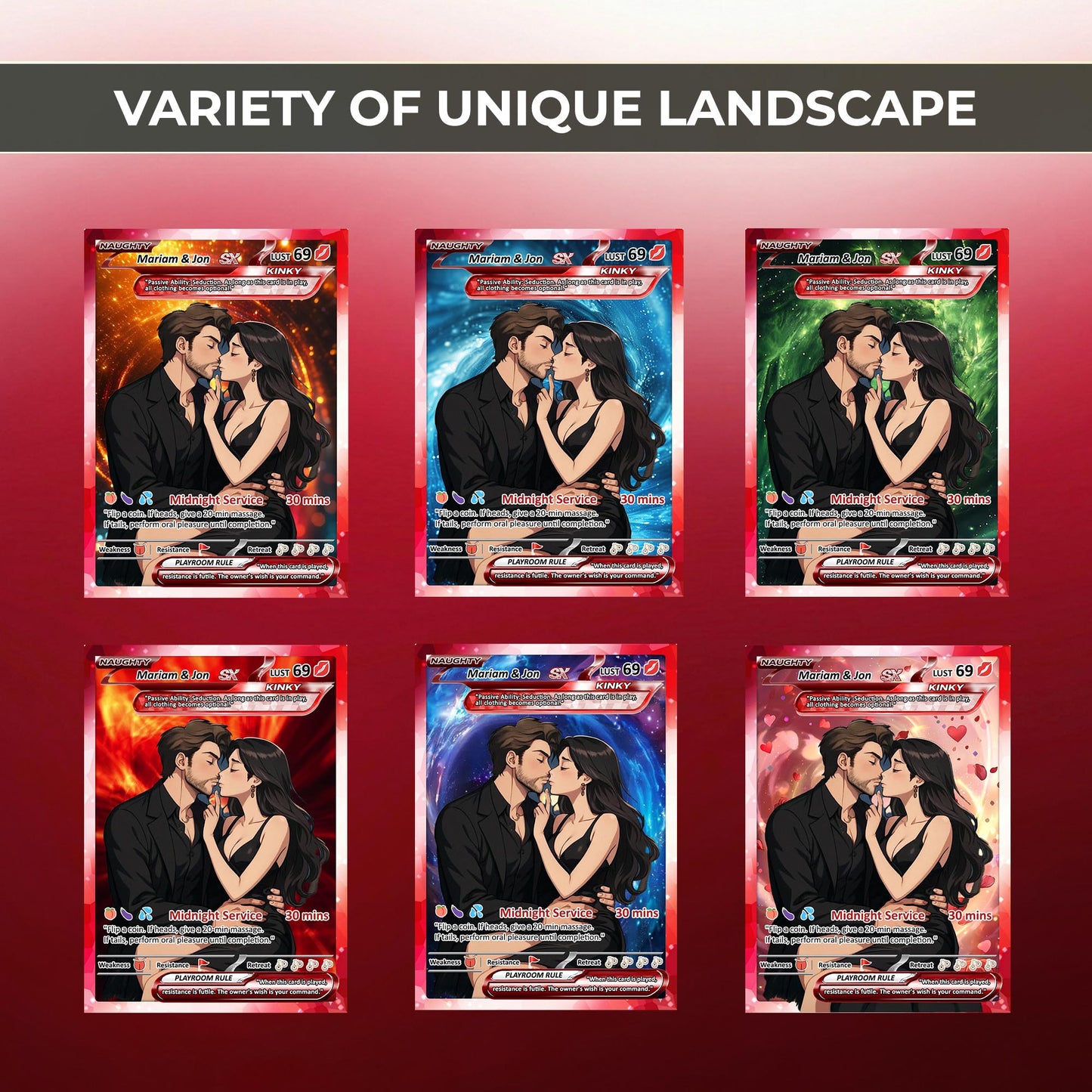 18+ Adult Edition Custom Pokemon Card - Personalized Anime Couple Trading Cards - Pokemon-Inspired Metal, Acrylic & Digital Collectibles - CPC-73