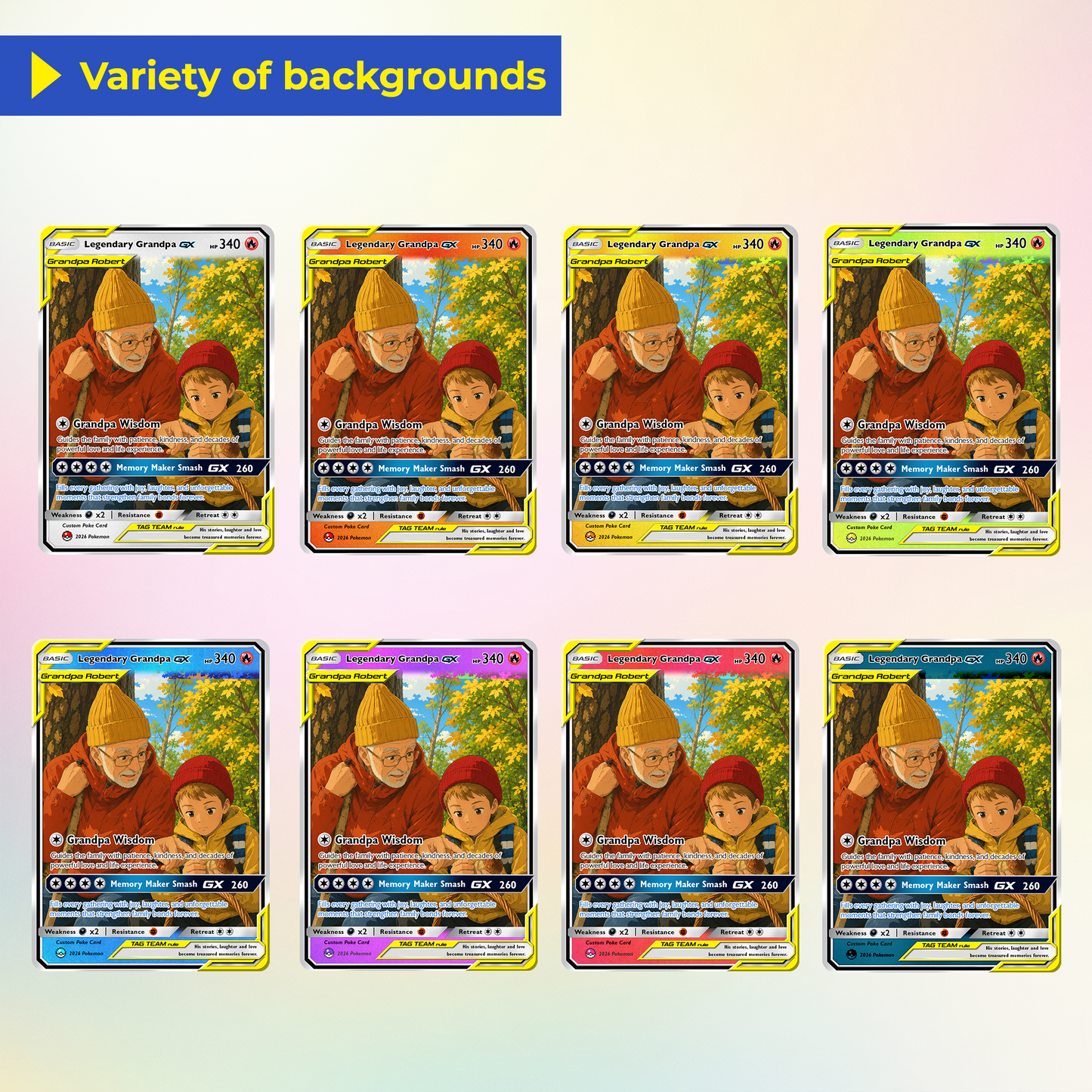Legendary Grandpa Custom Pokémon Card for 2026 Father's Day - Anime Styles Personalized Pokémon Card for Grandpa - Perfect Classic Pokémon Card from Sons, Daughters & Grandkids - CPC-129