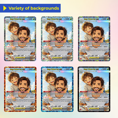 Happy Mega Father's Day Custom Pokémon Card - Comic Anime Style Personalized Pokémon Card for Dad - Perfect Gift for Dad - CPC-113