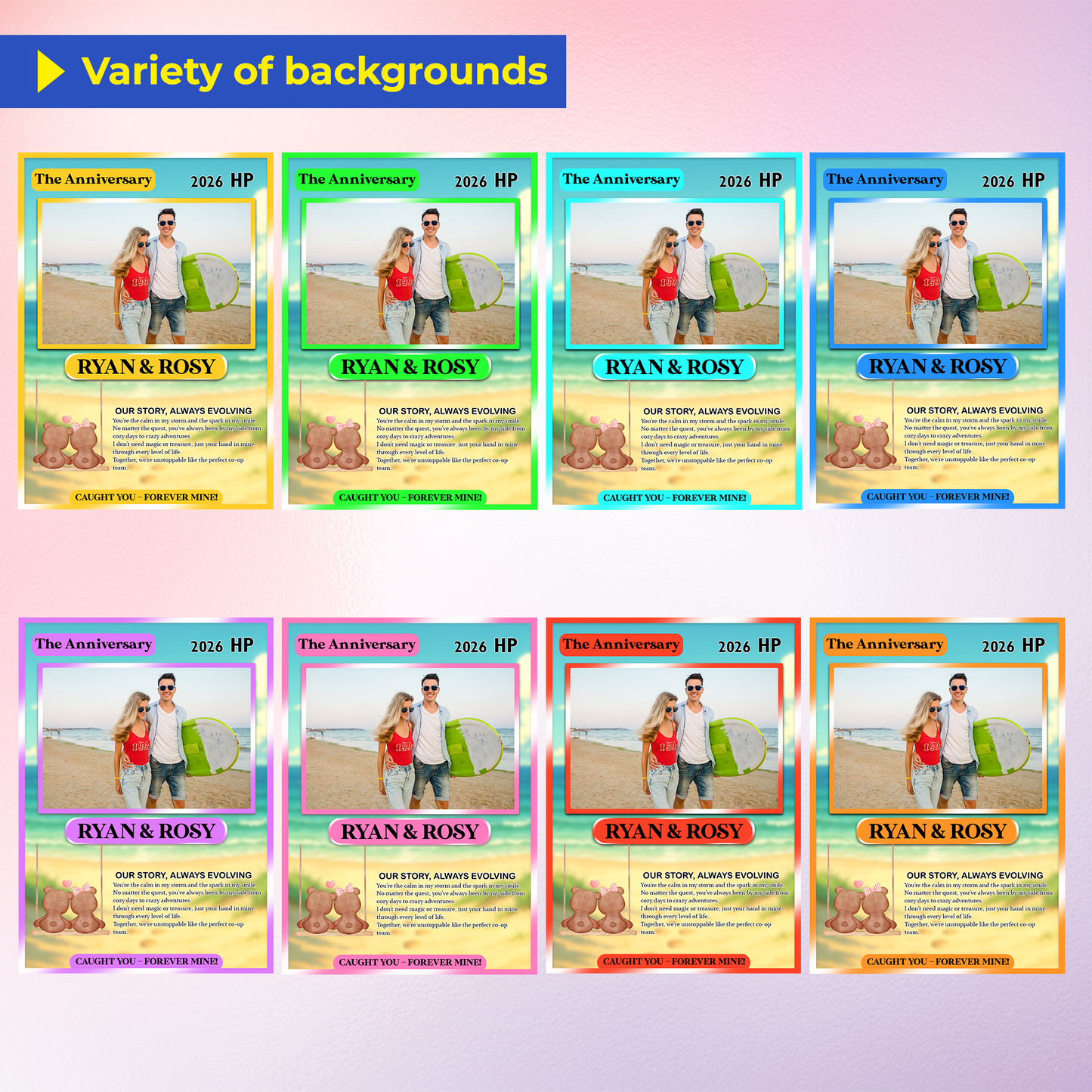 Custom Pokemon Card for Lovers - Personalized Anime-Inspired Pokemon Card - Holographic Effect Available - CPC-27