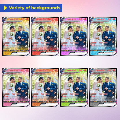 Personalized Pokémon Card with Wedding Day & Location, Anime Style Custom Pokémon Cards - CPC-05