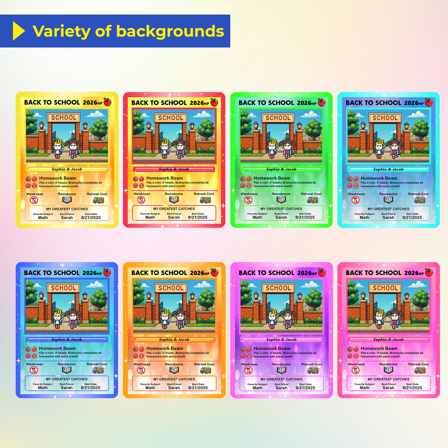 Back to School Custom Pokémon Card with Art Characters, Personalized Pokémon Card by Characters, Unique Gift for Pokémon Fans from Parents - CPC-69