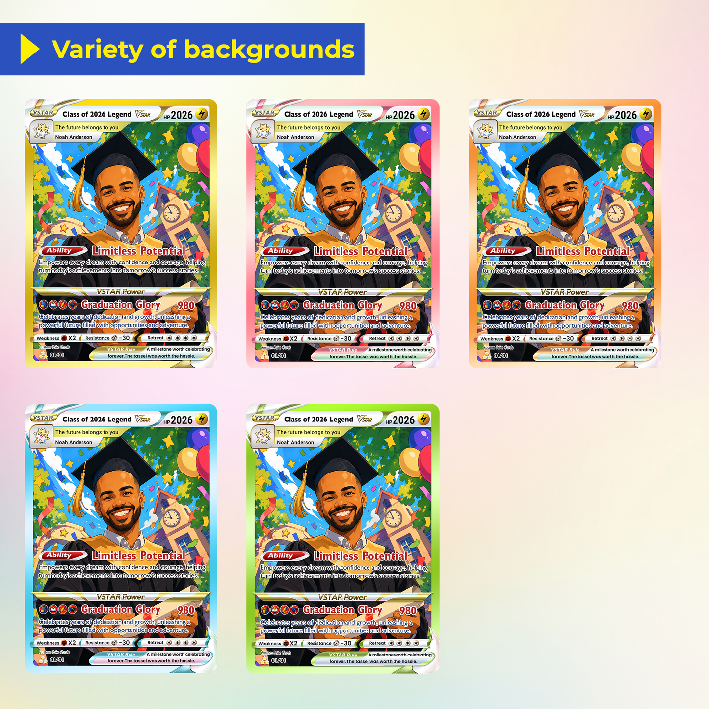 Graduation Custom Pokémon Card - Personalized Student Achievement Pokémon Card with Anime Picture for Kids, Students - Graduation Gift from Parents - CPC-BTS-06