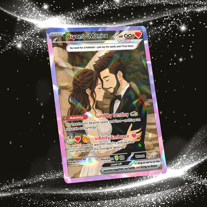 Custom Poke Card for Couple - Anime-Inspired Ghibli Aesthetic Pocket Monster Gift - Holographic Effect Available - CPC-20