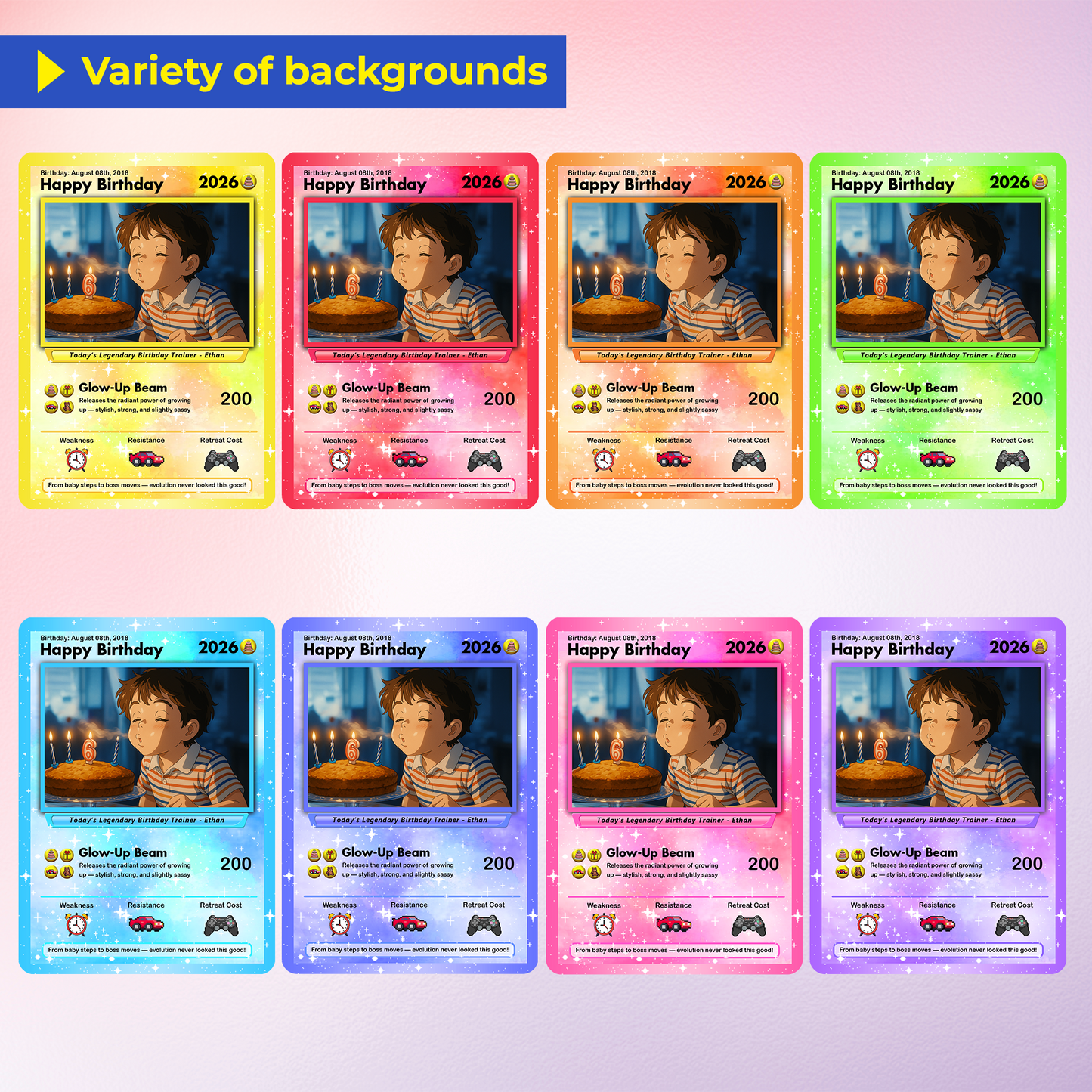 Happy Birthday Custom Pokémon Card, Personalized Pokémon Card for Date of Birth - CPC-11