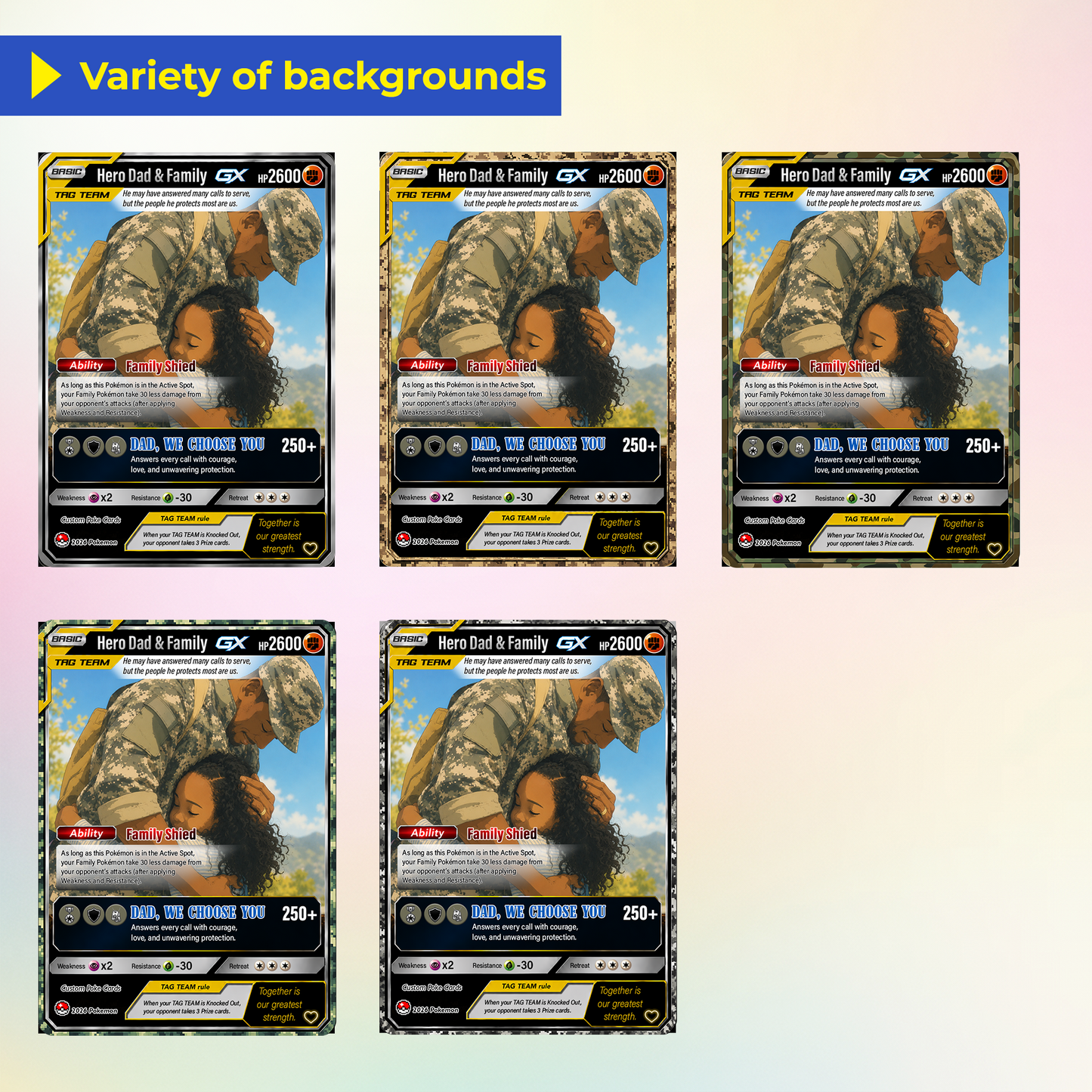 Happy Father's Day Custom Pokémon Card for Military Dad - Father’s Day Personalized Pokémon Card for The Army Dad - Trending Anime Customizable Gift from Wife, Son & Daughter - CPC-144