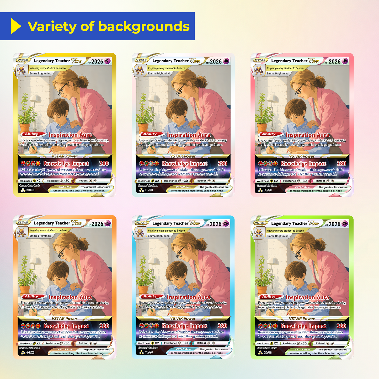 Legendary Teacher Custom Pokemon Cards, Teacher Appreciation Gift Card, Change Your Photo to Anime Styles, Thank You Teacher Gift, Personalized Pokemon Cards - CPC-BTS-07