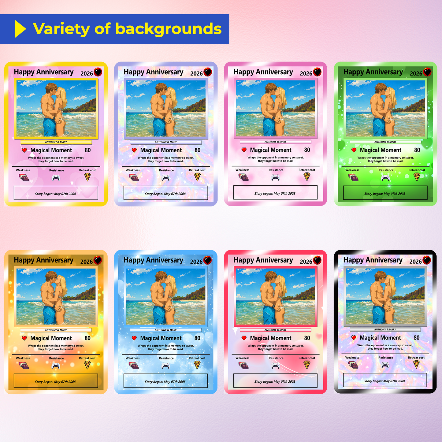 Anime-Inspired Ghibli Aesthetic Pocket Monster Gift - Custom Poke Card for Couple - Holographic Effect Available - CPC-23